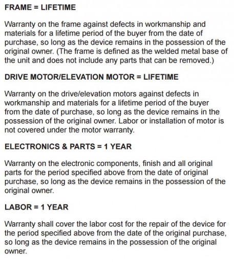 horizon t101 treadmill assembly warranty